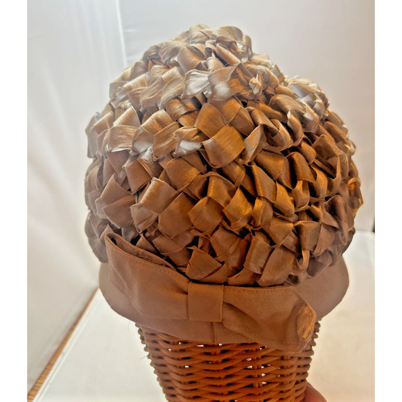 C1960 Grey Straw Cloche Hat - Picture 3 of 4